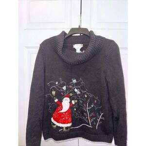 Christopher & Banks Pullover Turtleneck Christmas Sweater Women's Sz Med